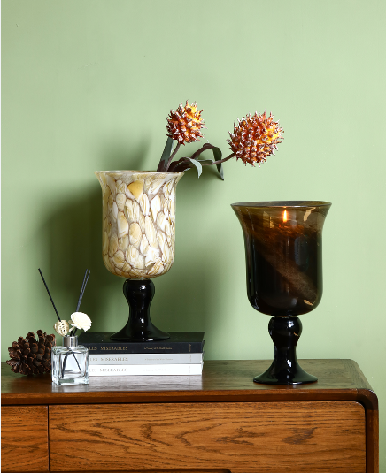 法式风灯玻璃花瓶复古中古风花器摆件