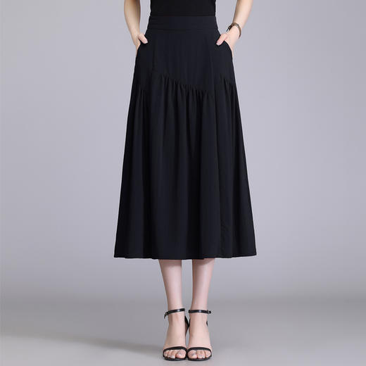 夏款百褶拼接时尚修身A字大摆裙松紧腰MYX-98173 商品图2