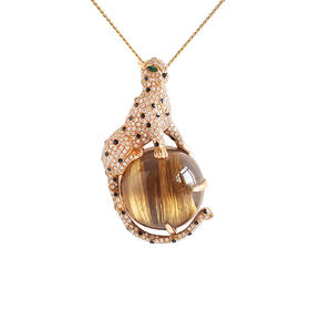 【天然正品】收藏级天然钛晶豹子造型吊坠项链 链长68CM  210722NJS13+