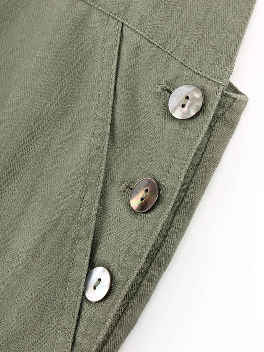 COCO ZONE “绿麻背带裤”夏季设计感直筒背带裤宽松显瘦阔腿裤CC2B1063 商品图6