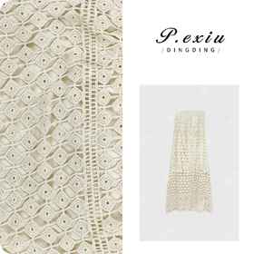 PanYiXiu/潘依绣【半卷云舒】100%棉小众镂空勾花鱼尾半身裙SH98828