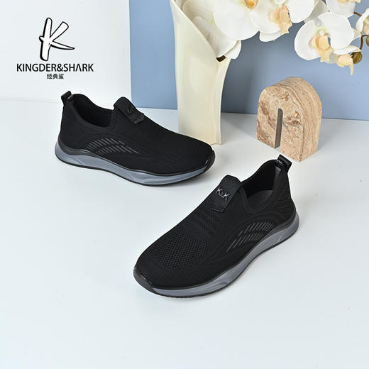 经典鲨2024年男士透气平底一脚蹬舒适休闲鞋跑步鞋KW262-D26061 商品图1