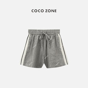 COCO ZONE “徒步裤”夏季松紧腰撞色短裤时尚百搭阔腿裤CC2B0979