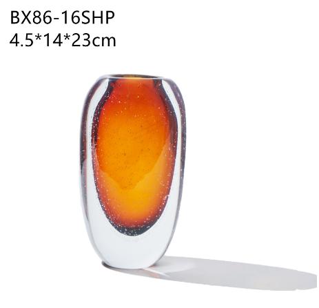 现代简约气泡厚底琉璃扁口花瓶干花居家客厅样板间轻奢台面摆装饰 商品图9