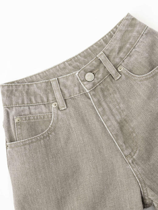 COCO ZONE "灰咖牛“100棉复古显瘦休闲裤简约直筒裤CC1B1275 商品图8