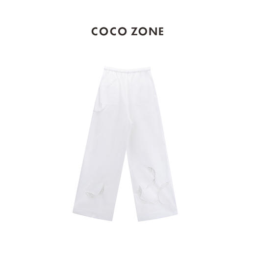 COCO ZONE "松弛裤“ 休闲镂空纯色直筒裤百搭休闲休闲裤CC2B1042 商品图1