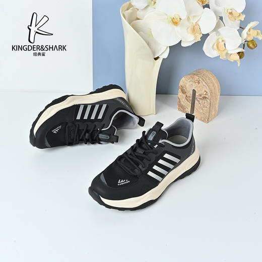 经典鲨2024年时尚拼色韩版平底男士平底休闲跑步鞋KW10-D26061 商品图3