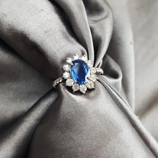 【天然正品】收藏级天然约2克拉无烧蓝宝石AU750白金镶钻戒指8.5号（戒圈可改） 080823NJS16+ 商品图4