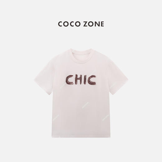 COCO ZONE 圆领字母宽松T恤百搭简约短袖上衣CC2B1052 商品图0