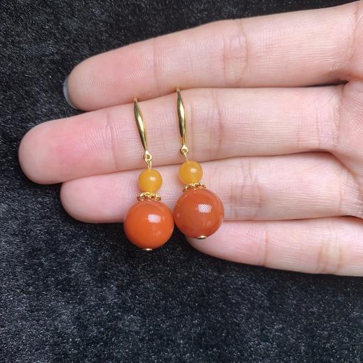 30572南红玛瑙耳坠-圆珠耳钩 商品图0