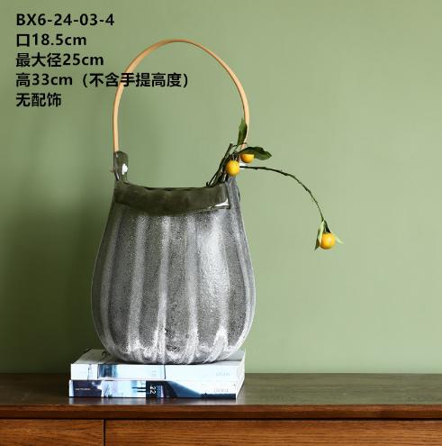 创意手工做旧磨砂大口手提篮艺术玻璃花瓶客厅家居电视柜软装饰品 商品图6