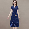 国风印花系带收腰，时尚雪纺裙连衣裙QYM-OMS-QZA475-L 商品缩略图1