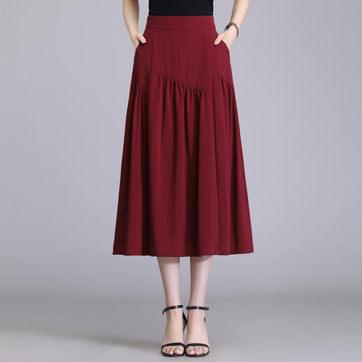 夏款百褶拼接时尚修身A字大摆裙松紧腰MYX-98173 商品图0