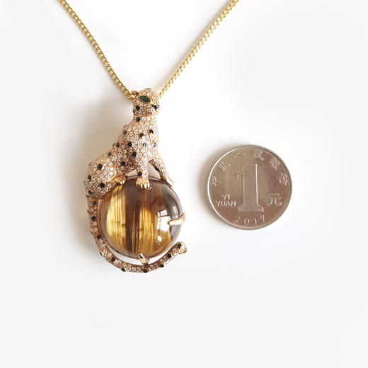 【天然正品】收藏级天然钛晶豹子造型吊坠项链 链长68CM  210722NJS13+ 商品图1