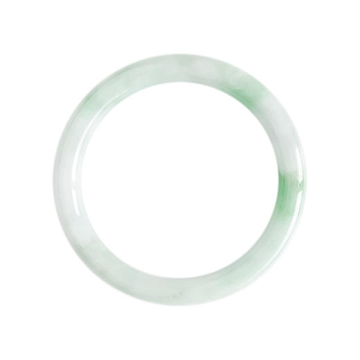 【天然正品】A货翡翠天然细腻无纹裂糯种绿底54号翡翠圆条手镯54.3MM 050823NJ01特价 商品图0