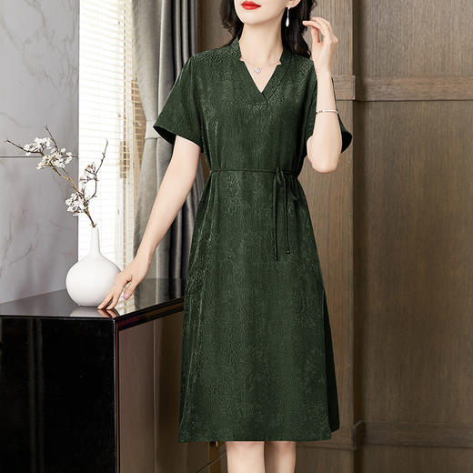 LS双面双穿冠乐绉真丝香云纱连衣裙女夏大码气质显瘦桑蚕丝妈妈裙子 商品图1