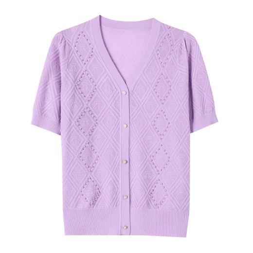 夏新款钉珠菱形格提花针织漂亮减龄开衫CC-1671 商品图4