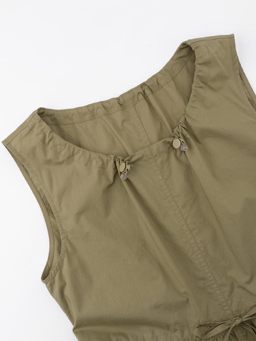 COCO ZONE 刘一一 100棉圆领无袖连衣裙收腰A字裙CC2B0982 商品图4