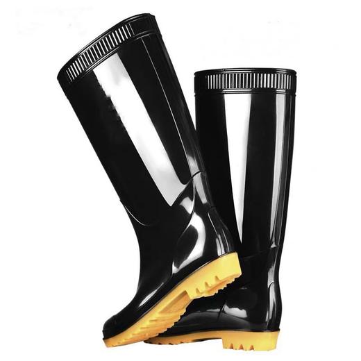 男雨鞋水鞋雨靴 男装黑色防水高筒高胶鞋 工地户外牛筋底耐磨防滑防劳保鞋工作鞋 1对 商品图2