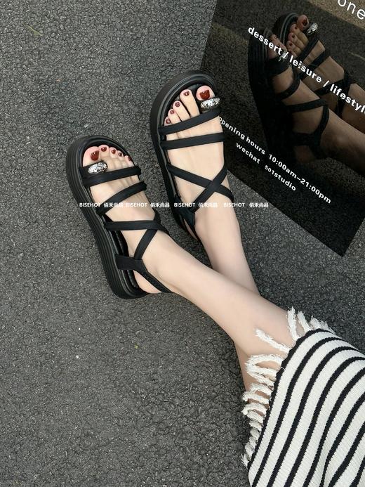 新品粗带厚底百搭韩系甜美凉鞋431B42539（W） 商品图1