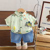 【帅气童装，今夏必入！】2024新款夏季童装套装 男童女宝宝夏装 衬衫两件套 韩版儿童短袖套装-QQ 商品缩略图1