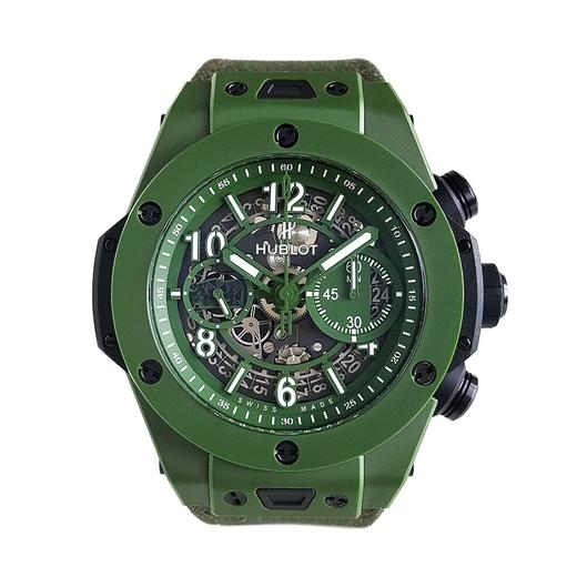 【99新】HUBLOT宇舶BIG BANG系列绿色陶瓷绿色钛金属45MM日期显示计时自动机械机芯男表 270821TJ18 商品图0