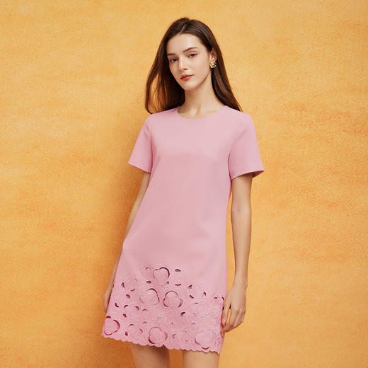 PF8C9斯尔丽24夏季新款韩版下摆绣花镂空收腰显瘦时尚减龄小礼服连衣裙 商品图0