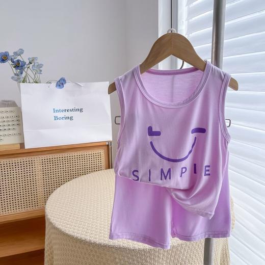 【39/2任选2套】夏款新品儿童背心短裤莫代尔薄款男童女童韩版印花打底无袖套装聚 商品图3