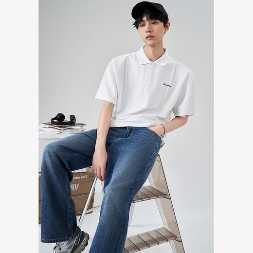 西遇翻领POLO衫男夏季新款绣花设计感凉感科技珠地面料上衣11745778 商品图3