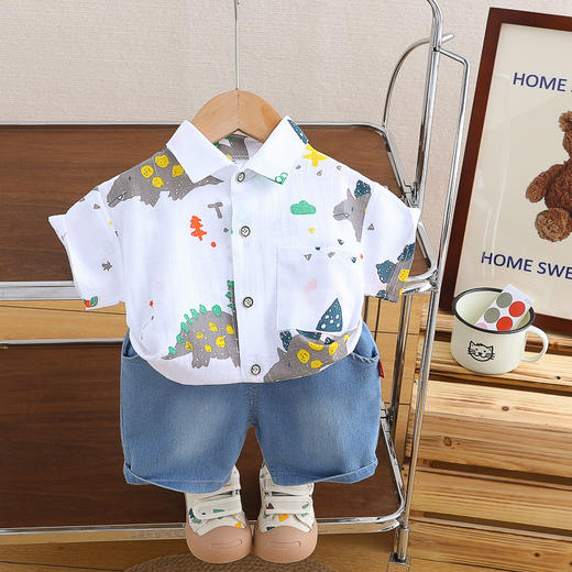 【帅气童装，今夏必入！】2024新款夏季童装套装 男童女宝宝夏装 衬衫两件套 韩版儿童短袖套装-QQ 商品图9