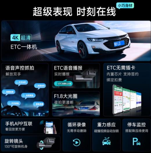智能ETC行车记录仪一体机4K高清影像 支持语音播报无需插卡 EGS-05 商品图1