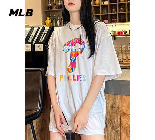 MLB男女款情侣彩色印花logo休闲短袖3ATSM0933 商品图4