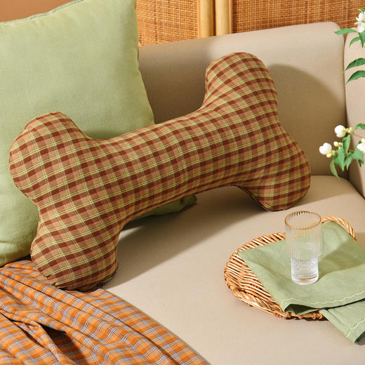 复古格纹系列小骨头抱枕长条抱枕夹腿抱睡公仔玩偶 商品图3