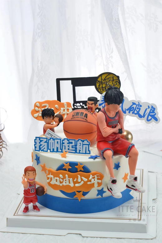 【灌篮高手】动物奶油、新鲜水果夹心，戚风蛋糕胚；定制款篮球少年蛋糕，下单时请备注姓名+几岁~ 商品图2