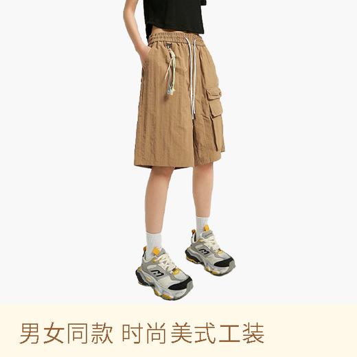 情侣款时尚美式工装短裤  显高显瘦松紧裤腰+抽绳可自由调节腰围 商品图0