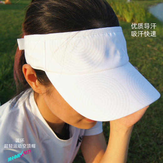 白色圆环超轻防晒透气吸汗排汗运动马拉松越野跑步空顶帽 商品图3