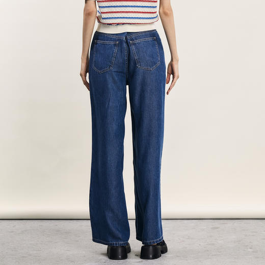 谜底莱赛尔牛仔直筒裤女2024夏季新品复古高腰亲肤长裤242MK0602 商品图2