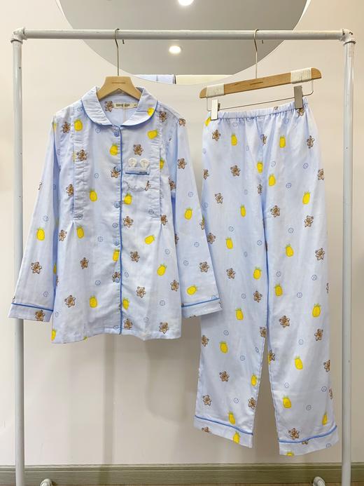 松植屋《菠萝熊》女士月子服长袖套装100%纯棉双层纱布面料、柔软吸汗透气、越洗越软 商品图3