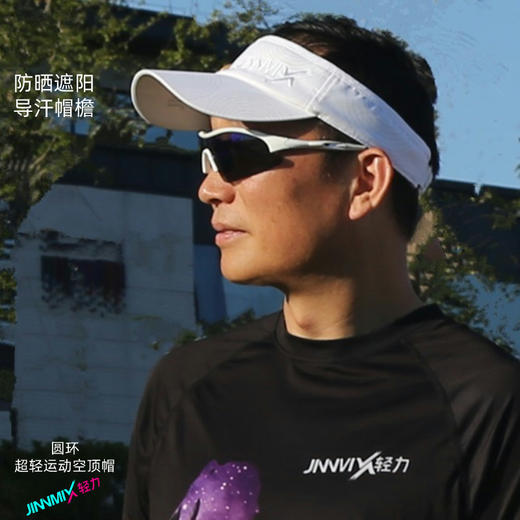 白色圆环超轻防晒透气吸汗排汗运动马拉松越野跑步空顶帽 商品图1