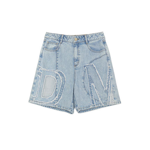 谜底牛仔短裤女2024夏季新品复古风百搭设计感直通短裤242MK0525 商品图4