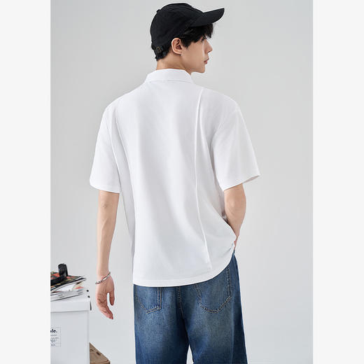 西遇翻领POLO衫男夏季新款绣花设计感凉感科技珠地面料上衣11745778 商品图4