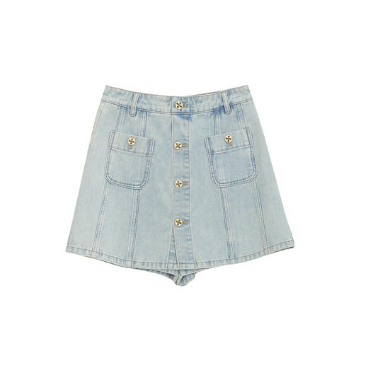 谜底牛仔短裤女2024年夏季新品复古学院风高腰百搭裙裤242MK0523 商品图4