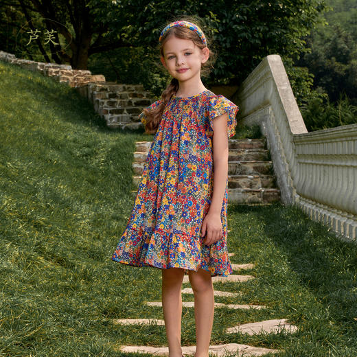 【马克珍妮 芦芙】夏装新款 女童盛夏花园纯棉连衣裙230032 商品图0