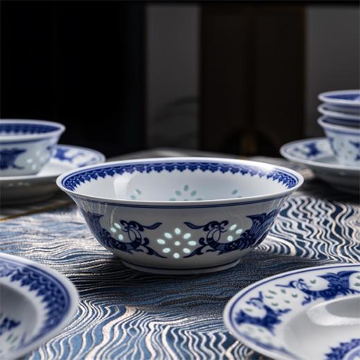 富玉  景德镇餐具经典热销款 孔雀青花玲珑瓷 中式餐具套装 商品图5