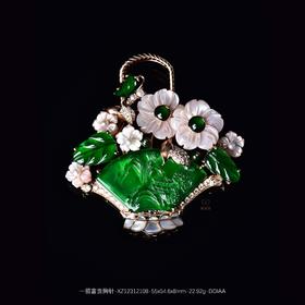 【一揽富贵】绿翠贝母花篮胸针-XZ12312108