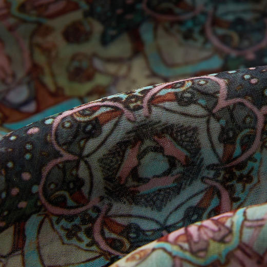 谜底薄款花色雪纺上衣长袖女2024夏季款田园风亲肤衬衫247MS5015 商品图3