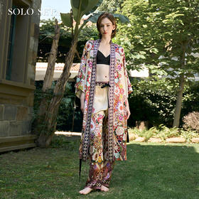 Solo seta重磅真丝日系风睡袍女桑蚕丝睡衣套装可外穿家居服秋冬