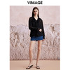 VIMAGE纬漫纪时尚荷叶边黑色网纱防晒两件套雪纺衫上衣夏新款V2113736 商品缩略图1