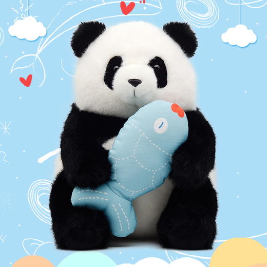 熊猫抱鱼玩偶 商品图0