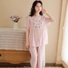 -松植屋《花蔓》女士短袖长裤套装日系刺绣2024夏季全棉纱布女款睡衣家居服 商品缩略图2